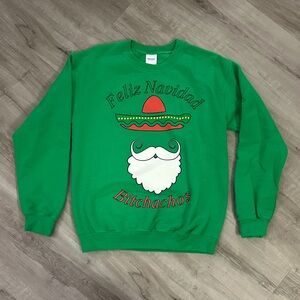 Gildan Green Feliz Navidad Crewneck Sweater